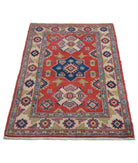 Kazak 2'7'' X 3'11'' Hand-Knotted Wool Rug 2'7'' x 3'11'' (78 X 118) / Red / Ivory