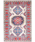 Kazak 2'8'' X 4'0'' Hand-Knotted Wool Rug 2'8'' x 4'0'' (80 X 120) / Ivory / Red