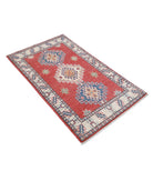 Kazak 2'6'' X 4'5'' Hand-Knotted Wool Rug 2'6'' x 4'5'' (75 X 133) / Red / Ivory