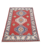 Kazak 2'6'' X 4'5'' Hand-Knotted Wool Rug 2'6'' x 4'5'' (75 X 133) / Red / Ivory