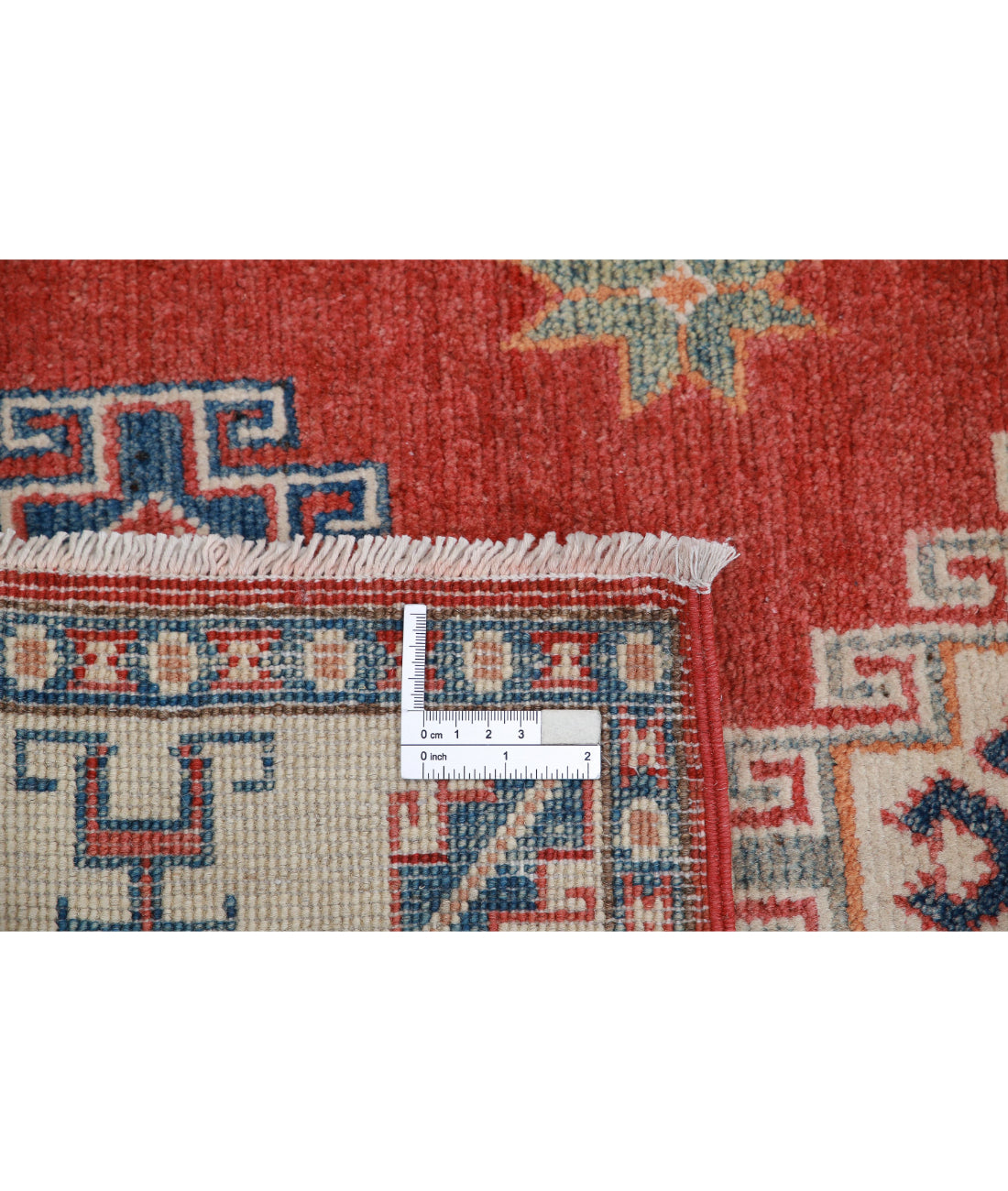 Kazak 2'6'' X 4'5'' Hand-Knotted Wool Rug 2'6'' x 4'5'' (75 X 133) / Red / Ivory