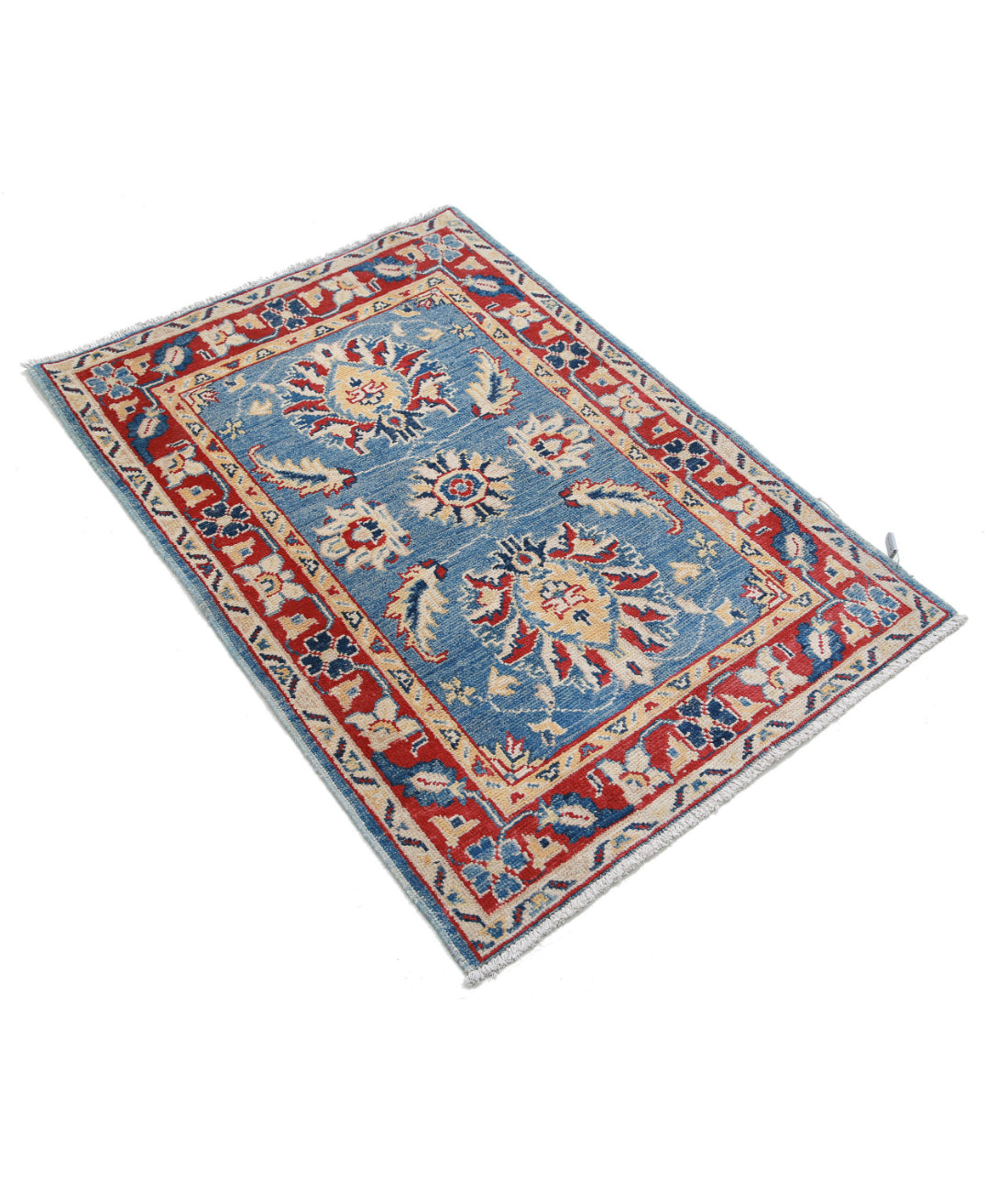 Kazak 2'7'' X 3'10'' Hand-Knotted Wool Rug 2'7'' x 3'10'' (78 X 115) / Blue / Red