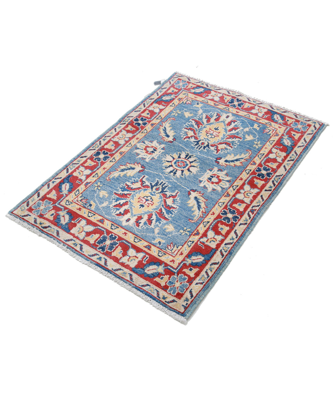 Kazak 2'7'' X 3'10'' Hand-Knotted Wool Rug 2'7'' x 3'10'' (78 X 115) / Blue / Red