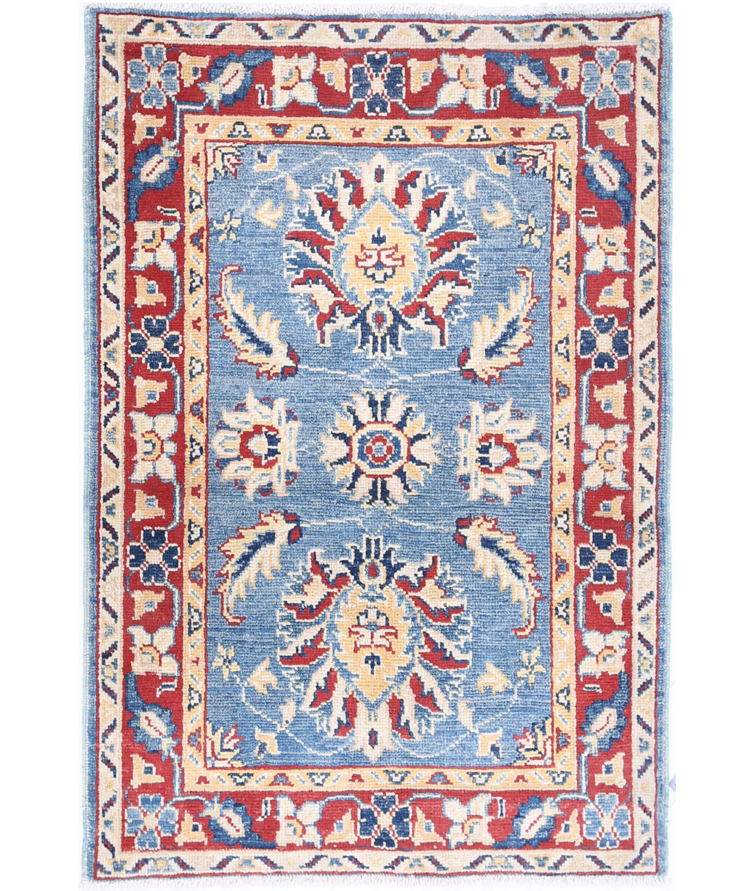 Kazak 2'7'' X 3'10'' Hand-Knotted Wool Rug 2'7'' x 3'10'' (78 X 115) / Blue / Red