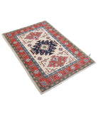 Kazak 2'8'' X 3'11'' Hand-Knotted Wool Rug 2'8'' x 3'11'' (80 X 118) / Ivory / Red