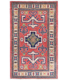 Kazak 2'5'' X 4'5'' Hand-Knotted Wool Rug 2'5'' x 4'5'' (73 X 133) / Red / Ivory