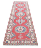 Kazak 2'7'' X 9'7'' Hand-Knotted Wool Rug 2'7'' x 9'7'' (78 X 288) / Red / Ivory