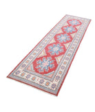 Kazak 2'7'' X 9'2'' Hand-Knotted Wool Rug 2'7'' x 9'2'' (78 X 275) / Red / Ivory