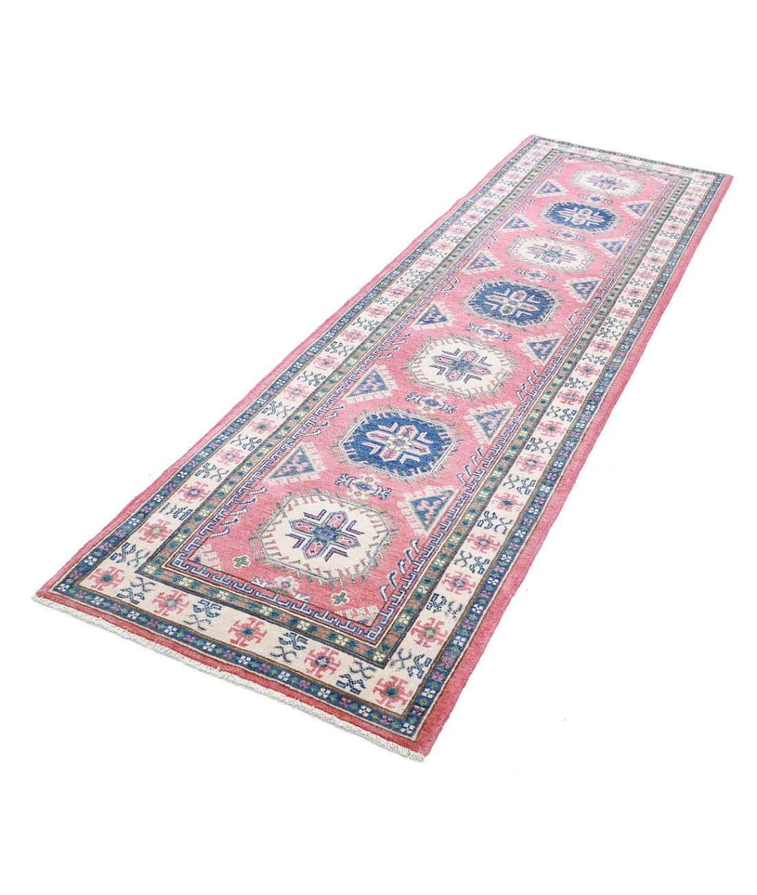 Kazak 2'8'' X 9'5'' Hand-Knotted Wool Rug 2'8'' x 9'5'' (80 X 283) / Red / Ivory