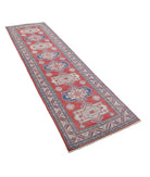 Kazak 2'7'' X 9'0'' Hand-Knotted Wool Rug 2'7'' x 9'0'' (78 X 270) / Red / Ivory