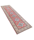 Kazak 2'9'' X 9'5'' Hand-Knotted Wool Rug 2'9'' x 9'5'' (83 X 283) / Red / Ivory