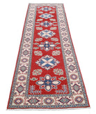 Kazak 2'10'' X 9'9'' Hand-Knotted Wool Rug 2'10'' x 9'9'' (85 X 293) / Red / Ivory