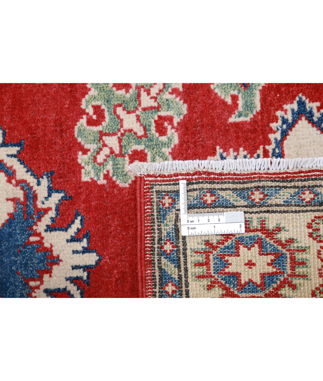 Kazak 2'10'' X 9'9'' Hand-Knotted Wool Rug 2'10'' x 9'9'' (85 X 293) / Red / Ivory