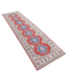 Kazak 2'7'' X 9'8'' Hand-Knotted Wool Rug 2'7'' x 9'8'' (78 X 290) / Red / Ivory