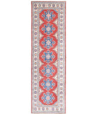 Kazak 2'7'' X 9'8'' Hand-Knotted Wool Rug 2'7'' x 9'8'' (78 X 290) / Red / Ivory