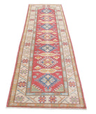 Kazak 2'8'' X 8'10'' Hand-Knotted Wool Rug 2'8'' x 8'10'' (80 X 265) / Red / Ivory