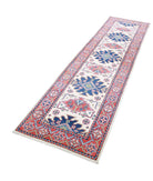 Kazak 2'6'' X 9'7'' Hand-Knotted Wool Rug 2'6'' x 9'7'' (75 X 288) / Ivory / Red