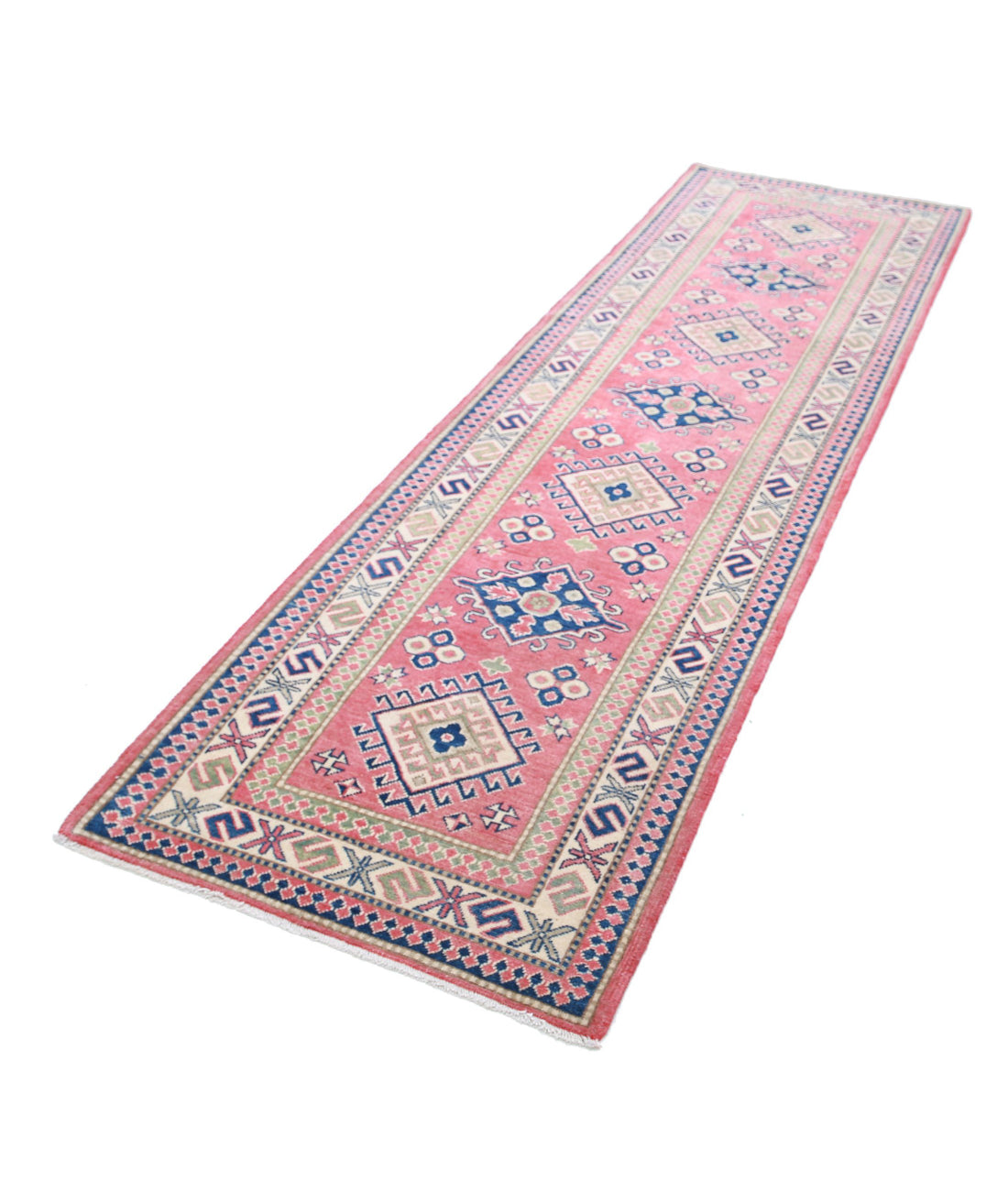 Kazak 2'9'' X 9'6'' Hand-Knotted Wool Rug 2'9'' x 9'6'' (83 X 285) / Red / Ivory