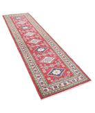 Kazak 2'8'' X 9'6'' Hand-Knotted Wool Rug 2'8'' x 9'6'' (80 X 285) / Red / Ivory