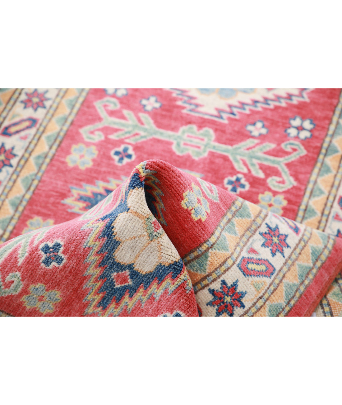 Kazak 2'8'' X 9'6'' Hand-Knotted Wool Rug 2'8'' x 9'6'' (80 X 285) / Red / Ivory