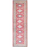 Kazak 2'8'' X 9'6'' Hand-Knotted Wool Rug 2'8'' x 9'6'' (80 X 285) / Red / Ivory