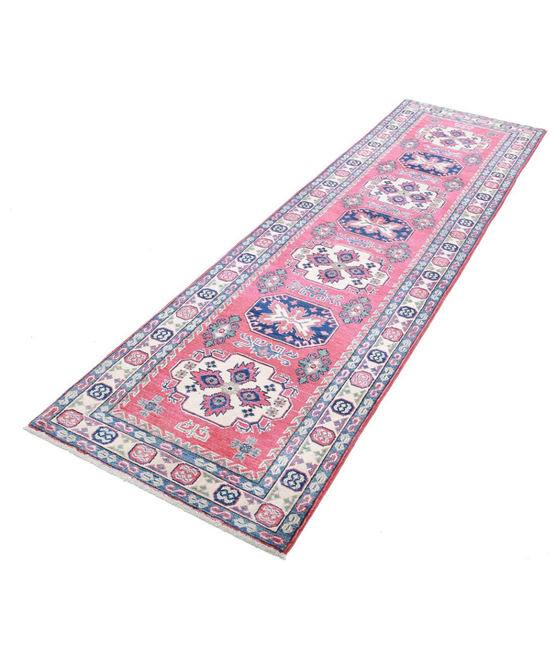 Kazak 2'7'' X 9'4'' Hand-Knotted Wool Rug 2'7'' x 9'4'' (78 X 280) / Red / Ivory