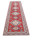 Kazak 2'8'' X 9'8'' Hand-Knotted Wool Rug 2'8'' x 9'8'' (80 X 290) / Red / Ivory