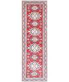 Kazak 2'8'' X 9'8'' Hand-Knotted Wool Rug 2'8'' x 9'8'' (80 X 290) / Red / Ivory