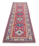 Kazak 2'8'' X 9'9'' Hand-Knotted Wool Rug 2'8'' x 9'9'' (80 X 293) / Red / Ivory