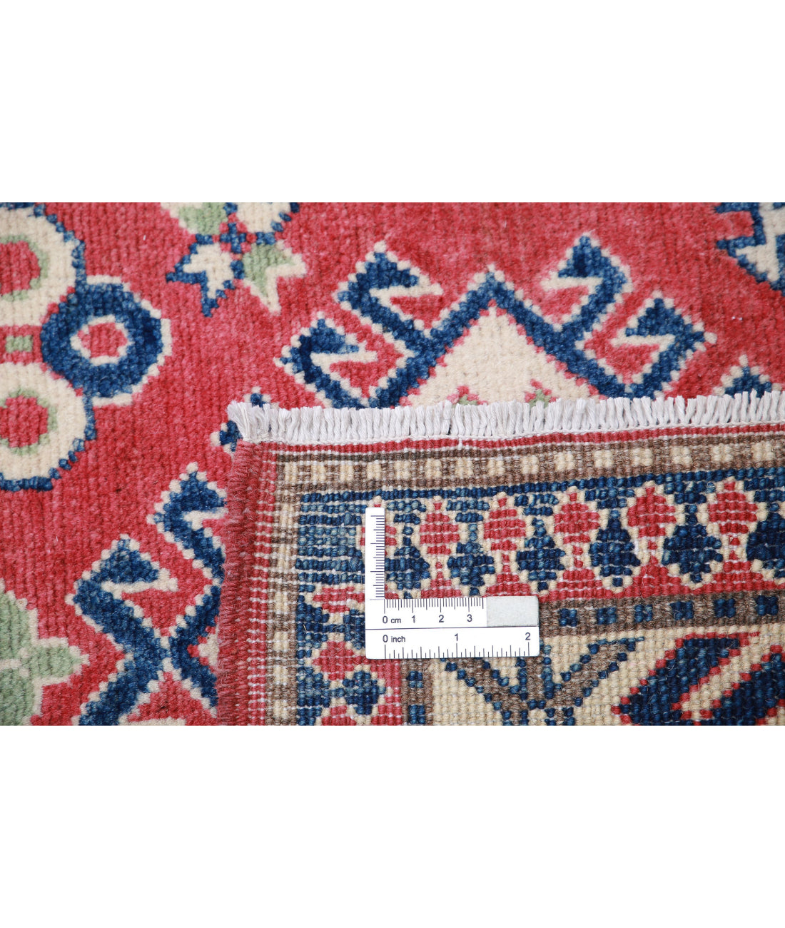 Kazak 2'8'' X 9'9'' Hand-Knotted Wool Rug 2'8'' x 9'9'' (80 X 293) / Red / Ivory