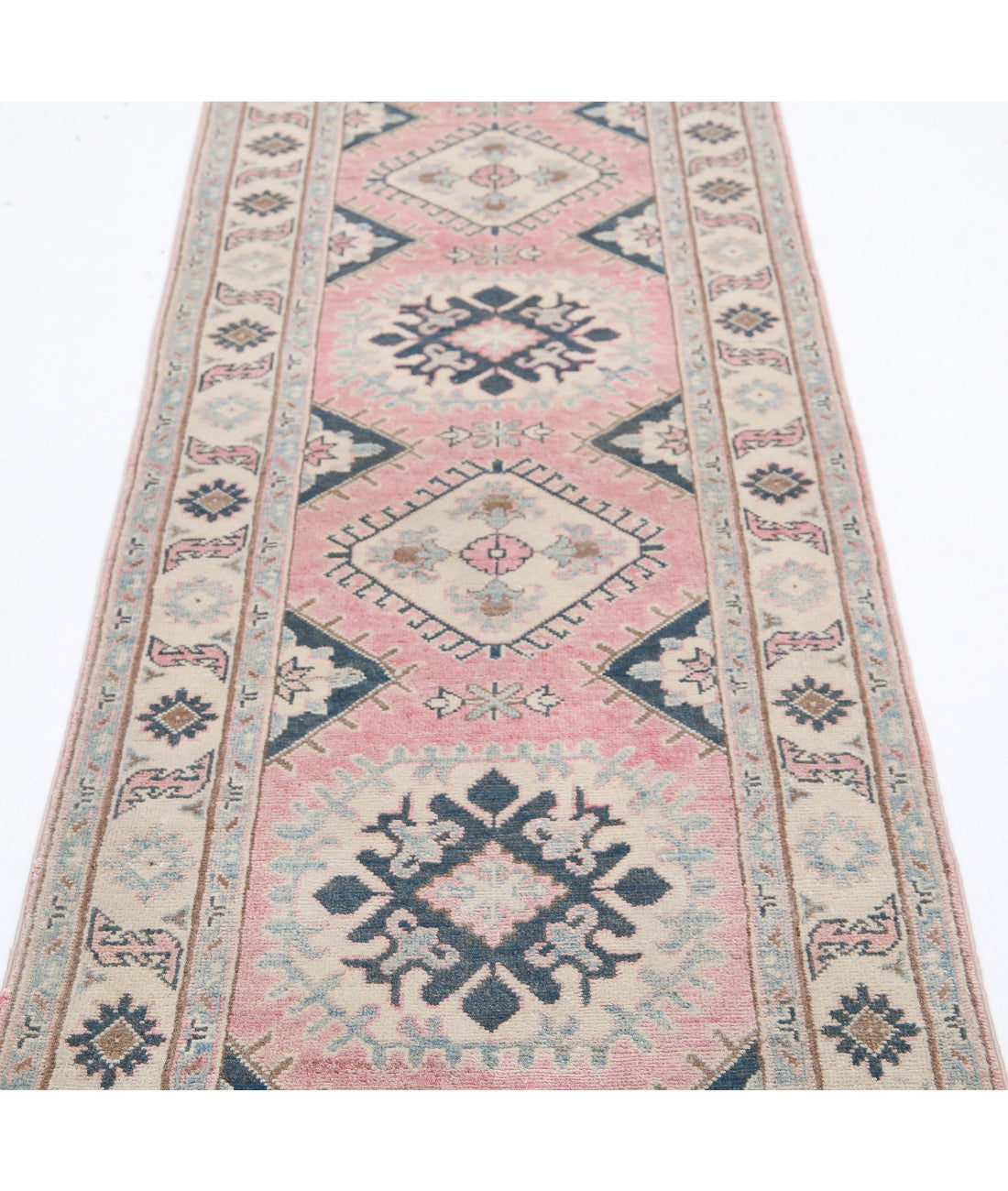 Kazak 2'5'' X 9'7'' Hand-Knotted Wool Rug 2'5'' x 9'7'' (73 X 288) / Red / Ivory