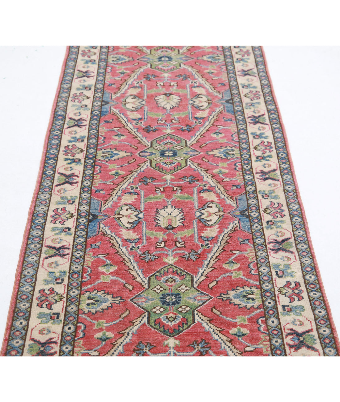 Kazak 2'5'' X 9'8'' Hand-Knotted Wool Rug 2'5'' x 9'8'' (73 X 290) / Red / Ivory