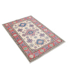 Kazak 3'3'' X 4'8'' Hand-Knotted Wool Rug 3'3'' x 4'8'' (98 X 140) / Ivory / Red