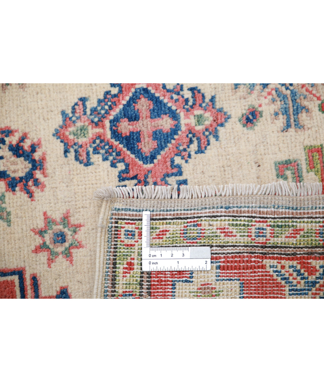 Kazak 3'3'' X 4'8'' Hand-Knotted Wool Rug 3'3'' x 4'8'' (98 X 140) / Ivory / Red