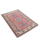 Kazak 3'3'' X 4'9'' Hand-Knotted Wool Rug 3'3'' x 4'9'' (98 X 143) / Red / Ivory