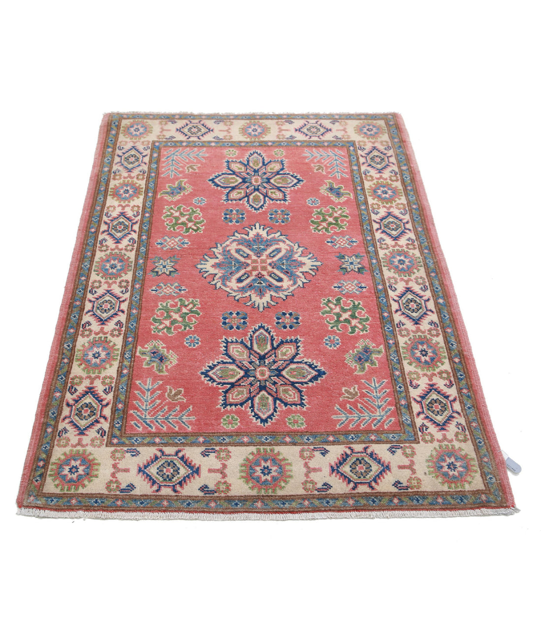 Kazak 3'3'' X 4'9'' Hand-Knotted Wool Rug 3'3'' x 4'9'' (98 X 143) / Red / Ivory