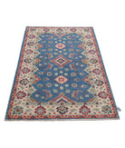 Kazak 3'3'' X 4'9'' Hand-Knotted Wool Rug 3'3'' x 4'9'' (98 X 143) / Blue / Ivory