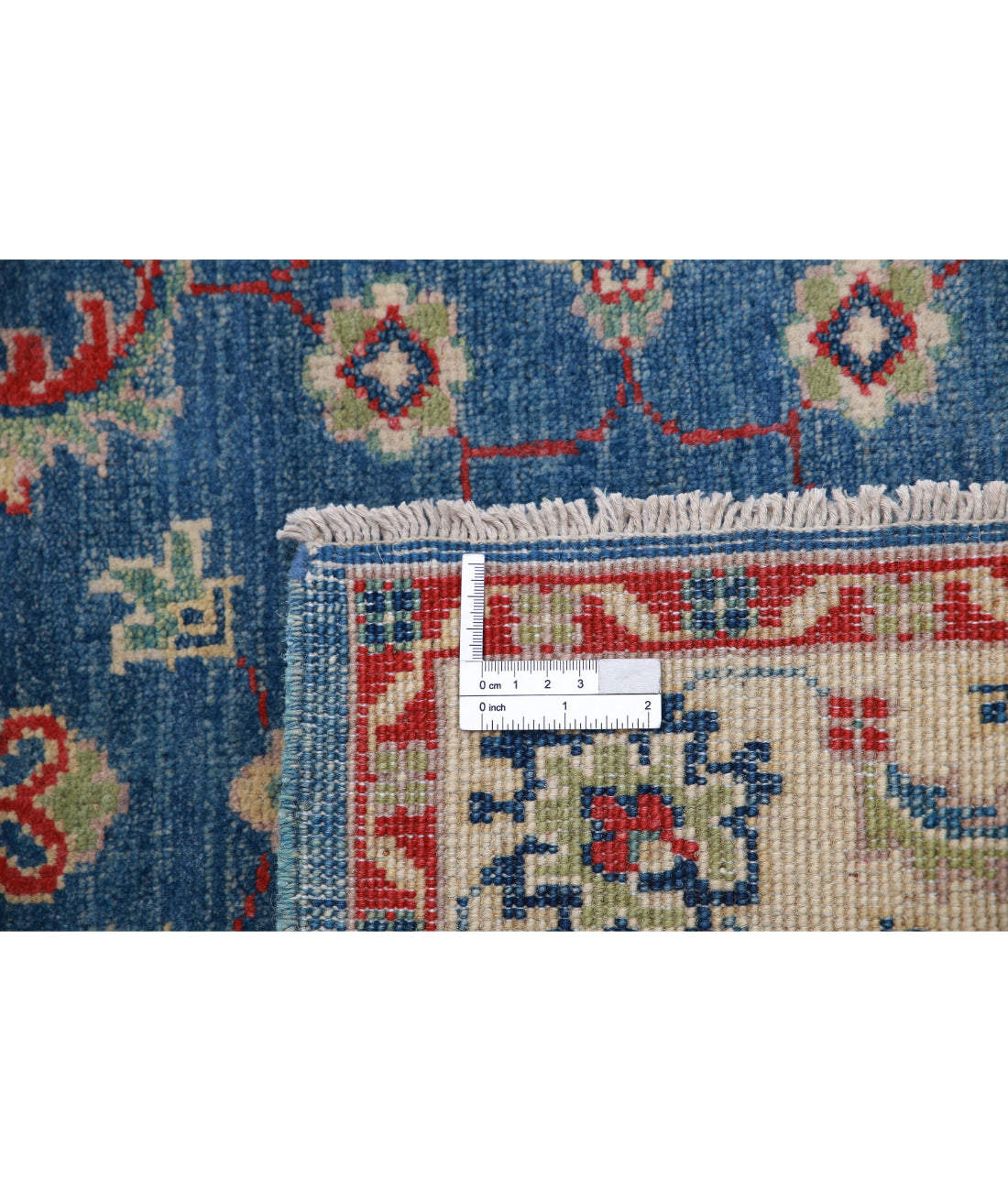 Kazak 3'3'' X 4'9'' Hand-Knotted Wool Rug 3'3'' x 4'9'' (98 X 143) / Blue / Ivory