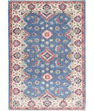 Kazak 3'3'' X 4'9'' Hand-Knotted Wool Rug 3'3'' x 4'9'' (98 X 143) / Blue / Ivory