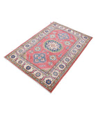 Kazak 3'3'' X 4'10'' Hand-Knotted Wool Rug 3'3'' x 4'10'' (98 X 145) / Red / Ivory