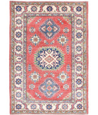 Kazak 3'3'' X 4'10'' Hand-Knotted Wool Rug 3'3'' x 4'10'' (98 X 145) / Red / Ivory