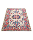 Kazak 3'4'' X 4'8'' Hand-Knotted Wool Rug 3'4'' x 4'8'' (100 X 140) / Ivory / Red