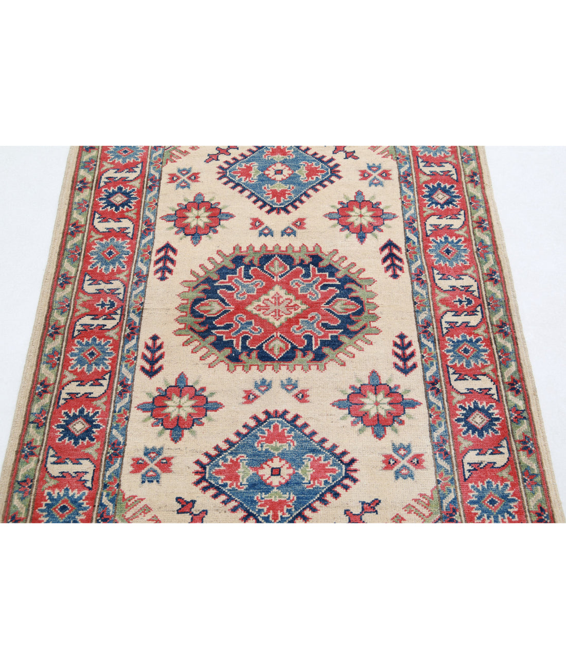 Kazak 3'4'' X 4'8'' Hand-Knotted Wool Rug 3'4'' x 4'8'' (100 X 140) / Ivory / Red