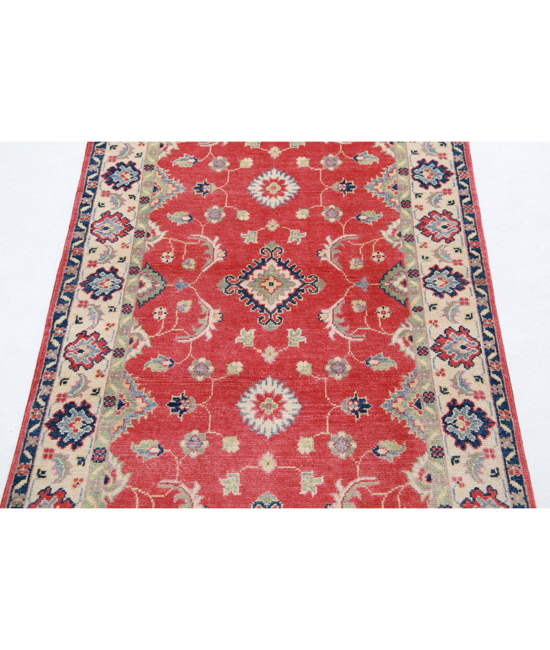 Kazak 3'1'' X 5'2'' Hand-Knotted Wool Rug 3'1'' x 5'2'' (93 X 155) / Red / Ivory