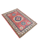 Kazak 3'3'' X 4'10'' Hand-Knotted Wool Rug 3'3'' x 4'10'' (98 X 145) / Red / Ivory