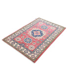 Kazak 3'3'' X 4'10'' Hand-Knotted Wool Rug 3'3'' x 4'10'' (98 X 145) / Red / Ivory