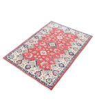 Kazak 3'2'' X 4'7'' Hand-Knotted Wool Rug 3'2'' x 4'7'' (95 X 138) / Red / Ivory