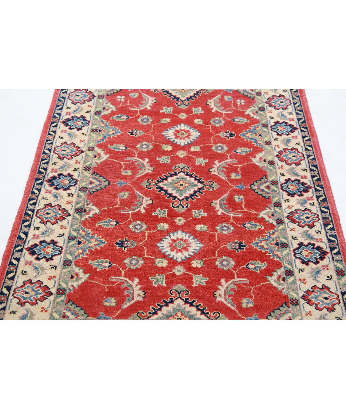 Kazak 3'2'' X 4'7'' Hand-Knotted Wool Rug 3'2'' x 4'7'' (95 X 138) / Red / Ivory