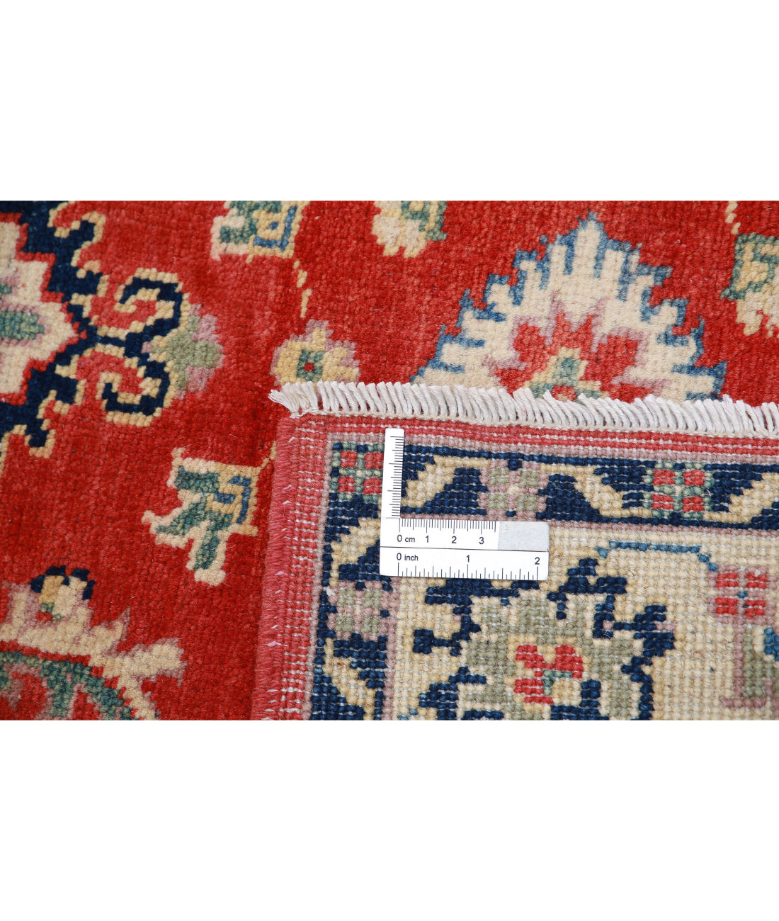 Kazak 3'2'' X 4'7'' Hand-Knotted Wool Rug 3'2'' x 4'7'' (95 X 138) / Red / Ivory