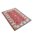 Kazak 3'0'' X 4'8'' Hand-Knotted Wool Rug 3'0'' x 4'8'' (90 X 140) / Red / Ivory